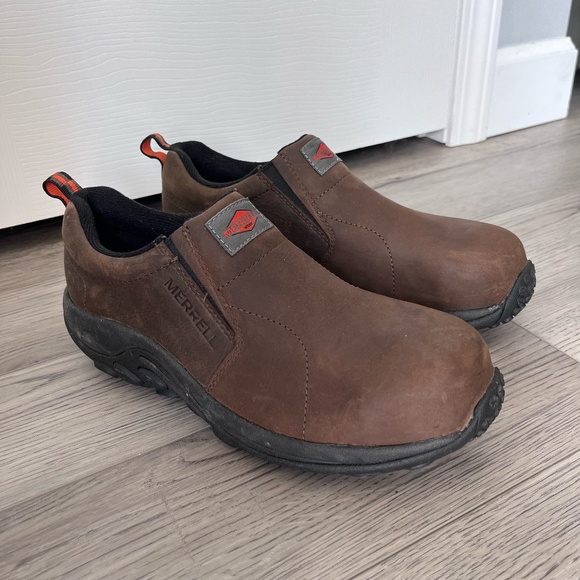 Espresso Brown Jungle Moc Leather Merrell Work Slip-On Shoes Size 9 M main image 8